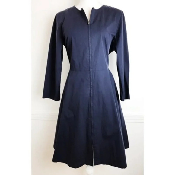 Theory • RARE Navy Mariela Zip Front Poplin Dress - Picture 4 of 7